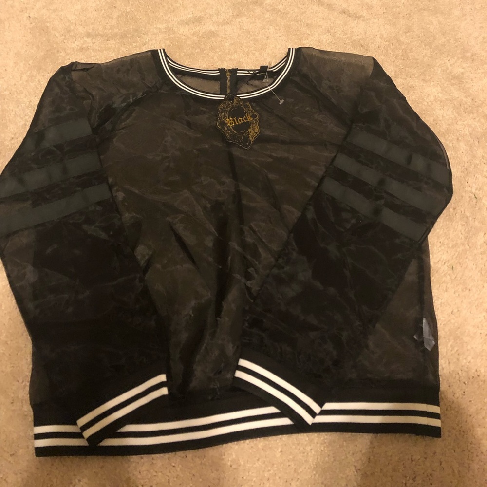 Forever 21 Black Sheer Mesh Pullover